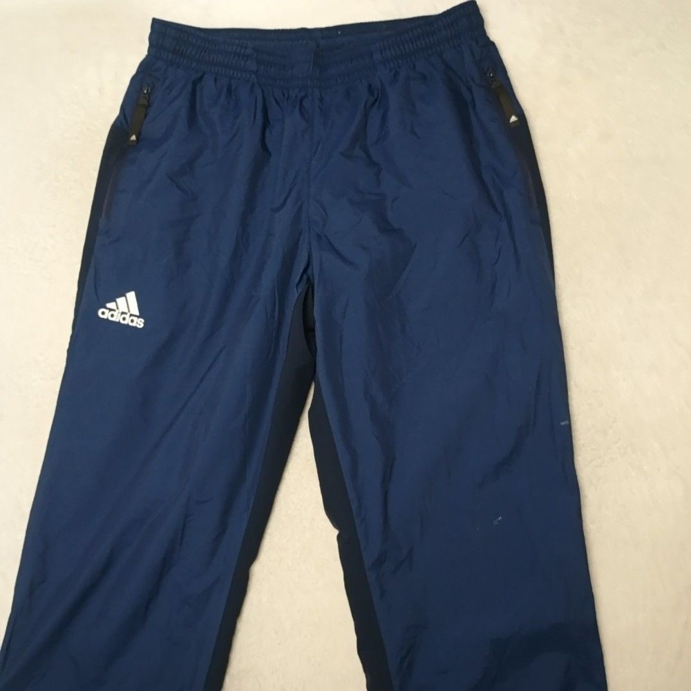 Adidas Track Pants Mens S Blue Nylon Soccer Colorblock Zip Pocket Ankle Zip Team - Picture 2 of 13